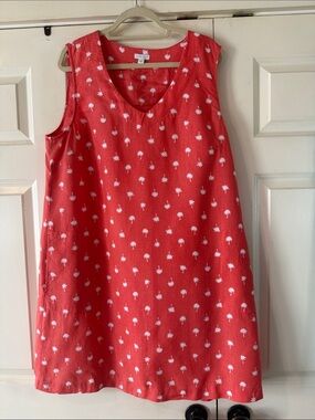 J. Jill Coral Sleeveless Palm-Print Shift Dress